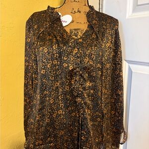 Everly Black and Gold Patterned Blouse